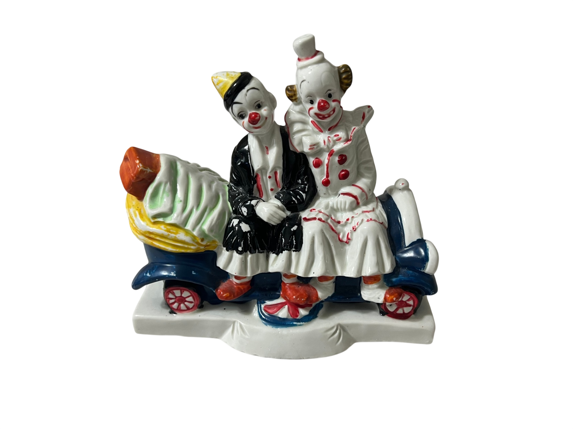Vintage Porcelain Clown Car Figurine CWI Special Issue Hand Painted Retro