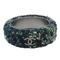 Chanel Coco Mark Wide Tweed Bangle Bracelet