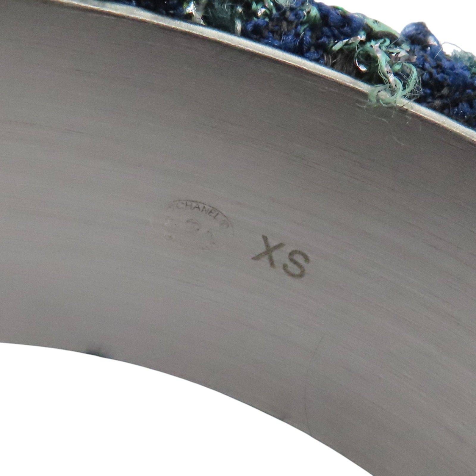 Chanel Coco Mark Wide Tweed Bangle Bracelet