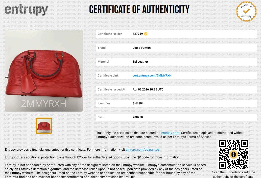 Louis Vuitton Alma BB Epi Leather Coquelicot
