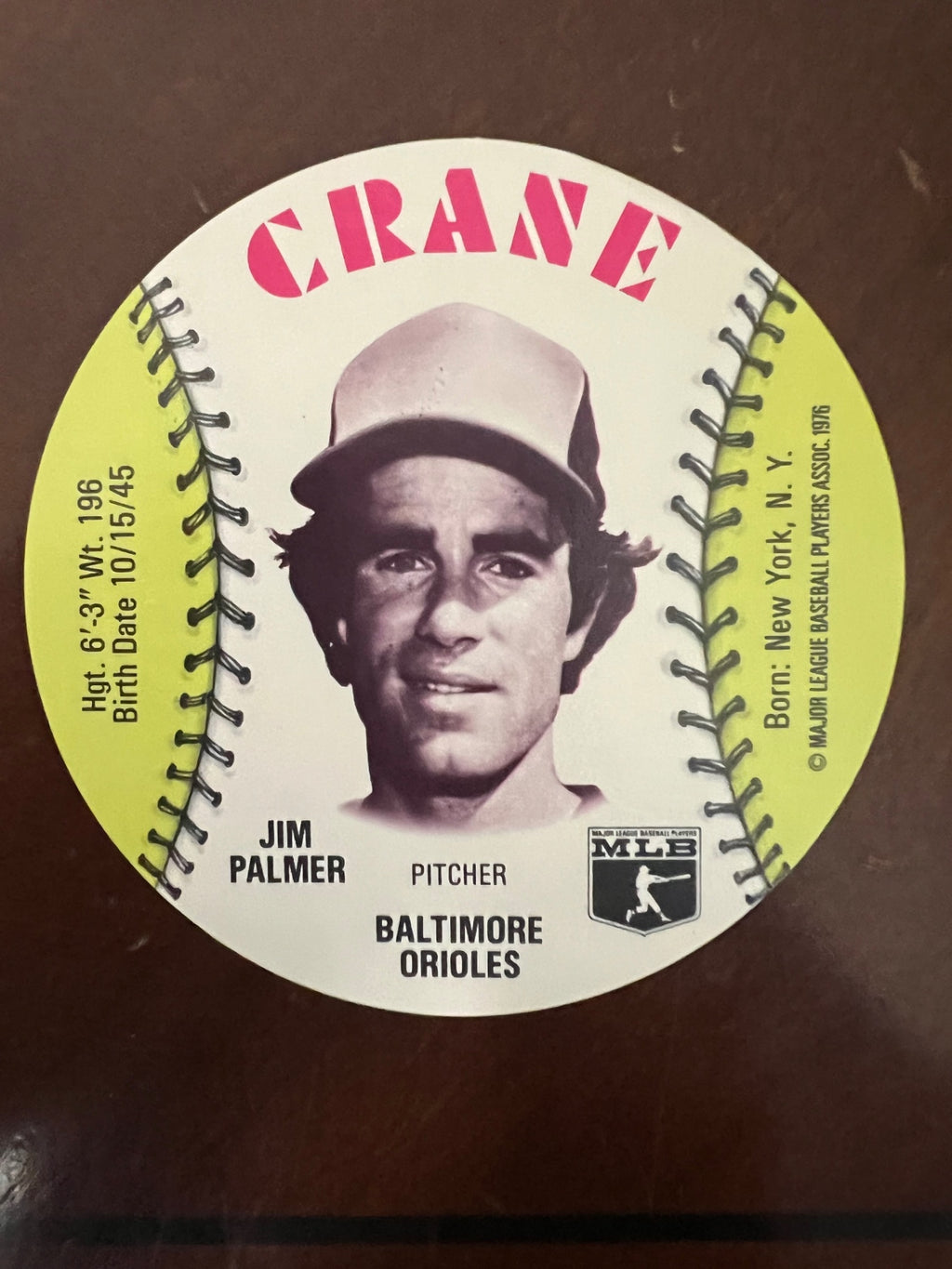 1976 Crane Potato Chips Jim Palmer Disc HOF
