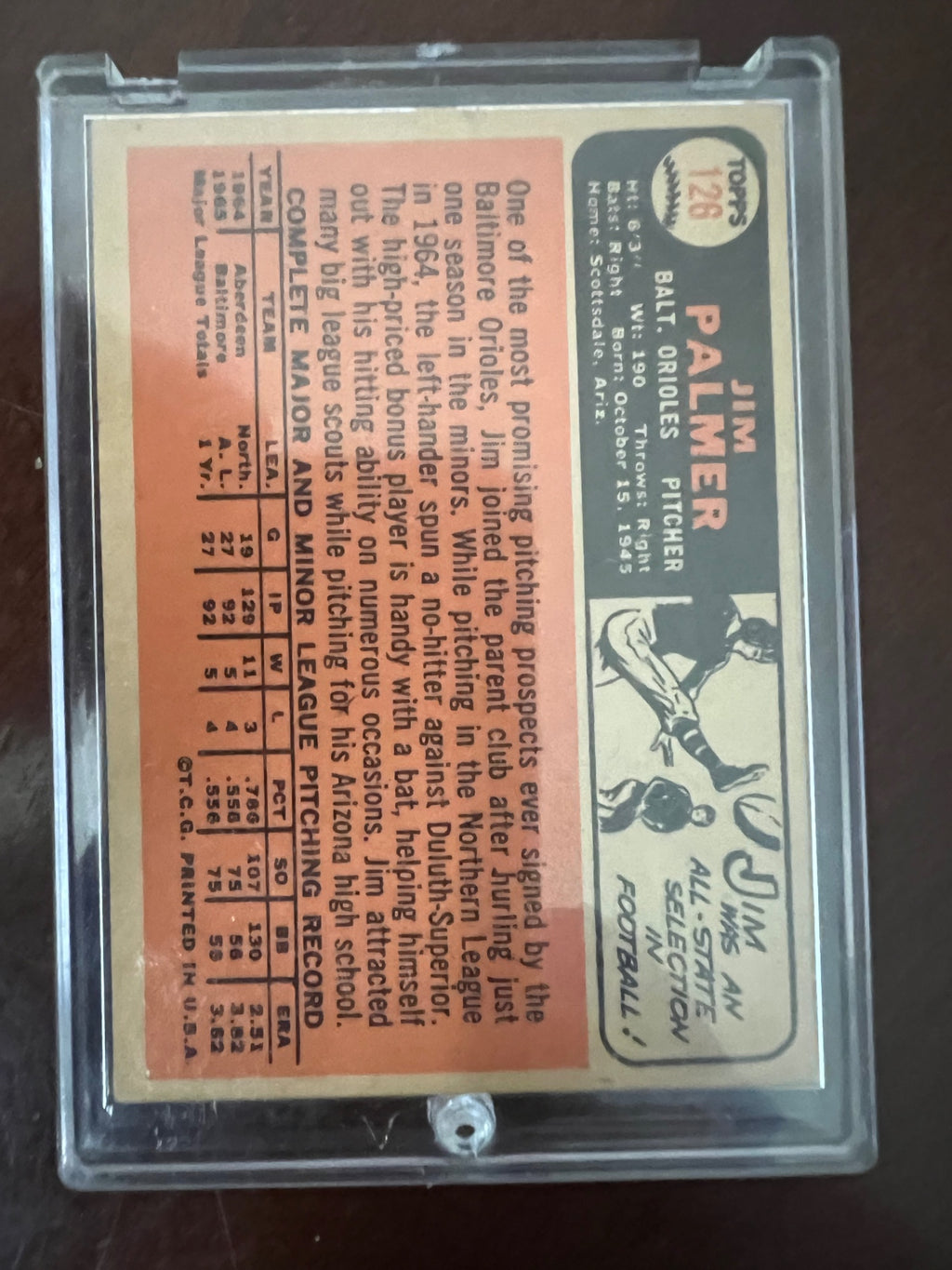 1966 Topps Jim Palmer Rookie Card #126 HOF