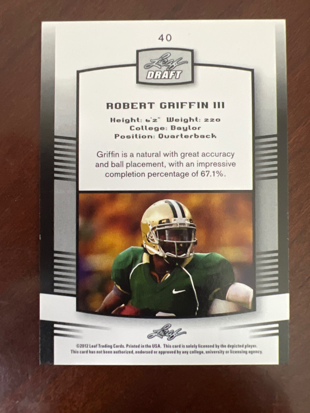 2012 Leaf Draft Robert Griffin III #40 RC
