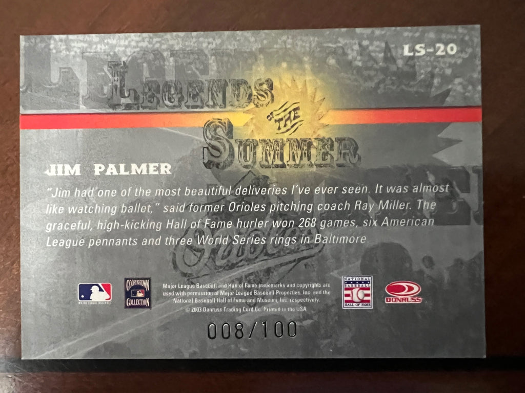 2003 Donruss Signature Jim Palmer Auto LS-20 HOF