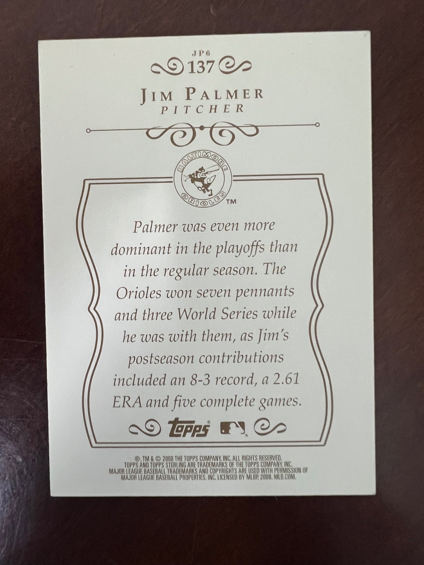 2008 Topps Sterling Jim Palmer #137 152/250