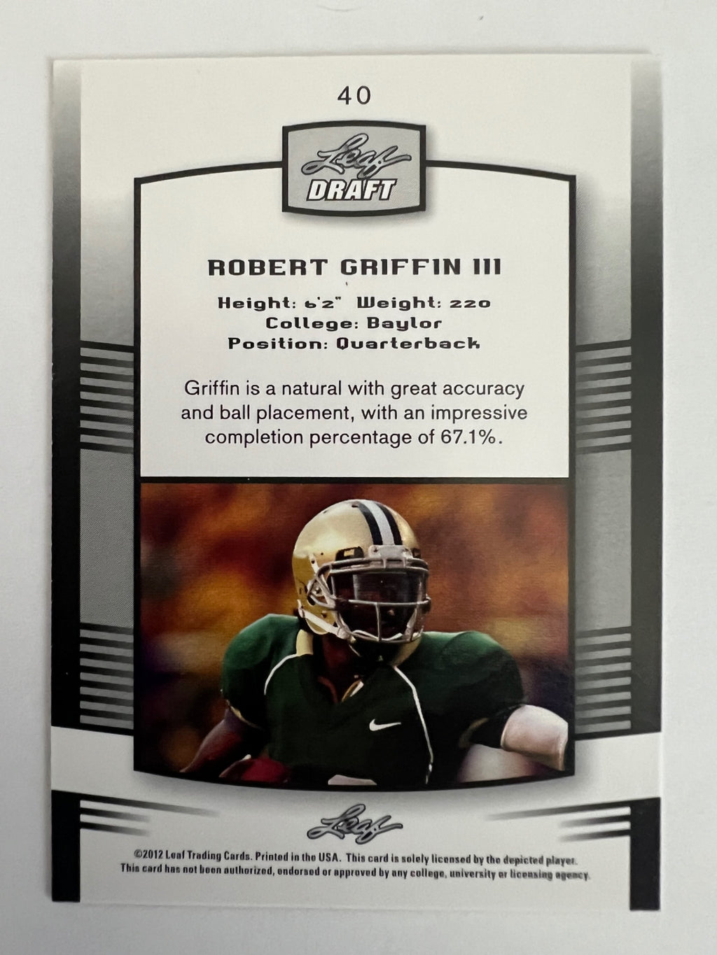2012 Leaf Draft Robert Griffin III #40 RC