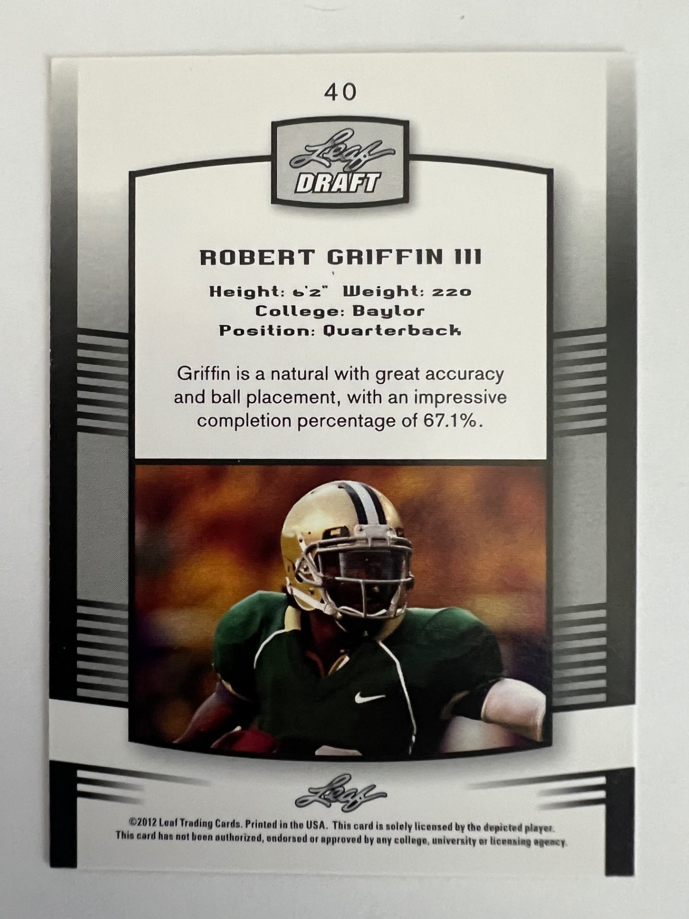 2012 Leaf Draft Robert Griffin III #40 RC
