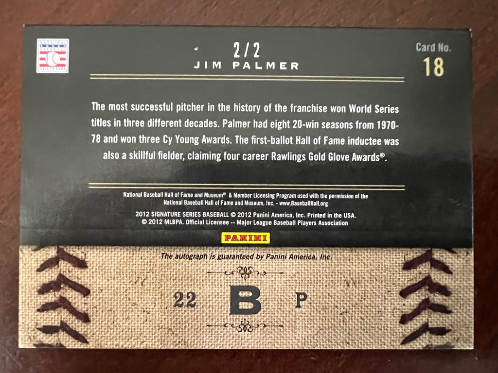 2012 Panini Signature Jim Palmer Leather /2