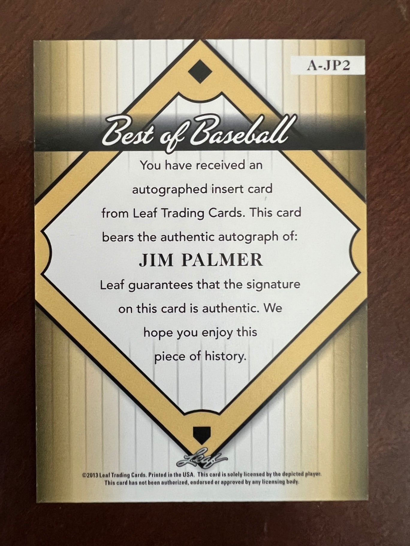 2013 Leaf Best of Baseball Jim Palmer Auto