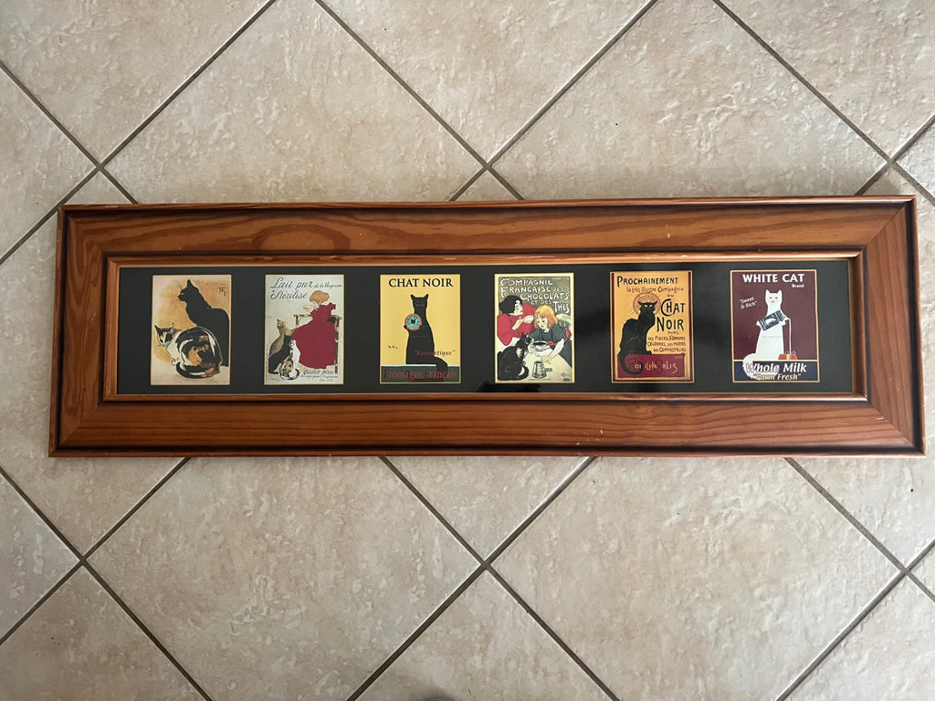 Vintage French Cat Advertising Framed Art