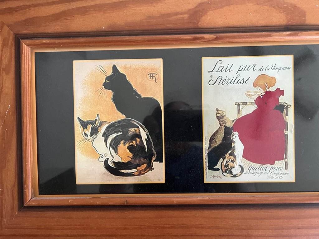 Vintage French Cat Advertising Framed Art