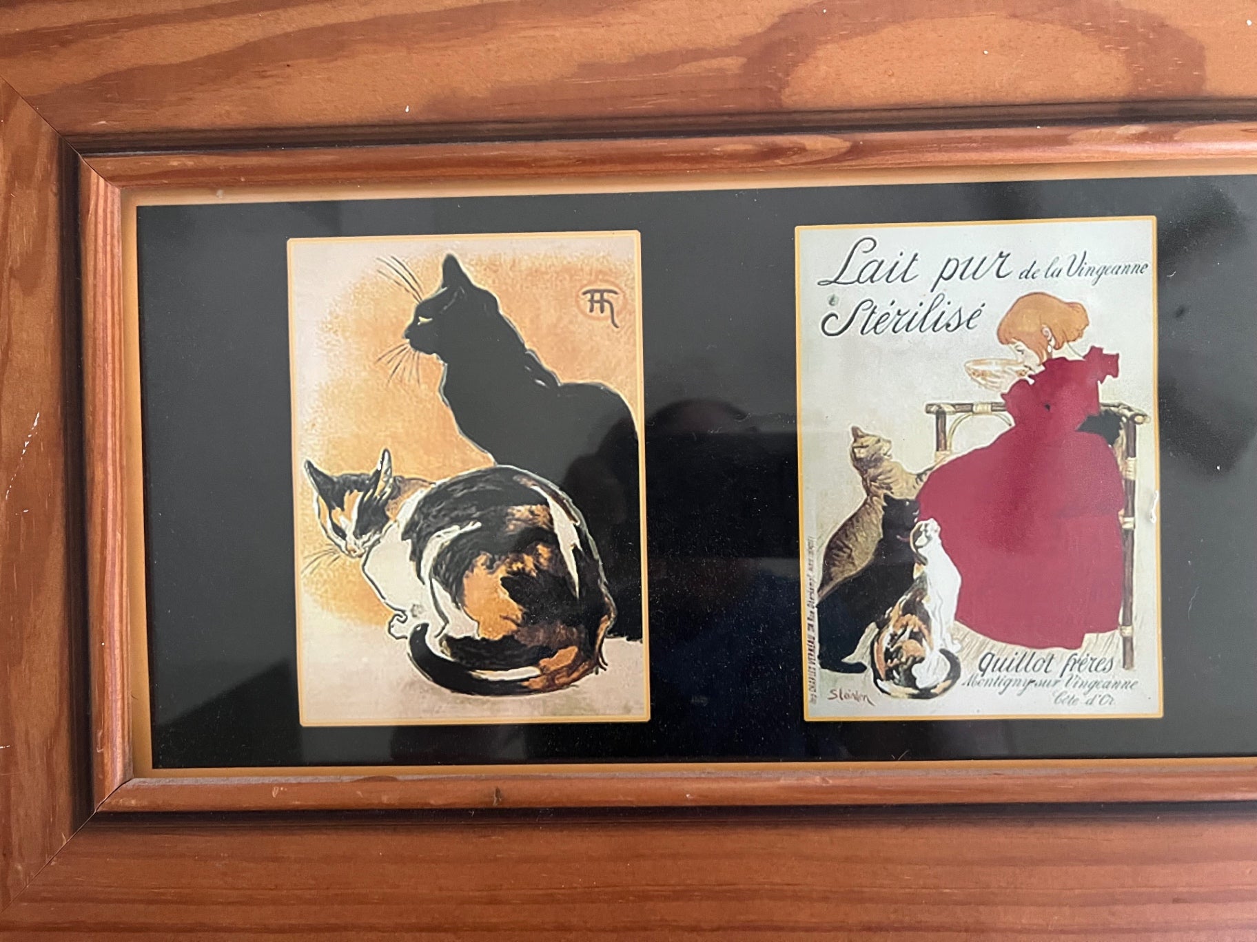 Vintage French Cat Advertising Framed Art