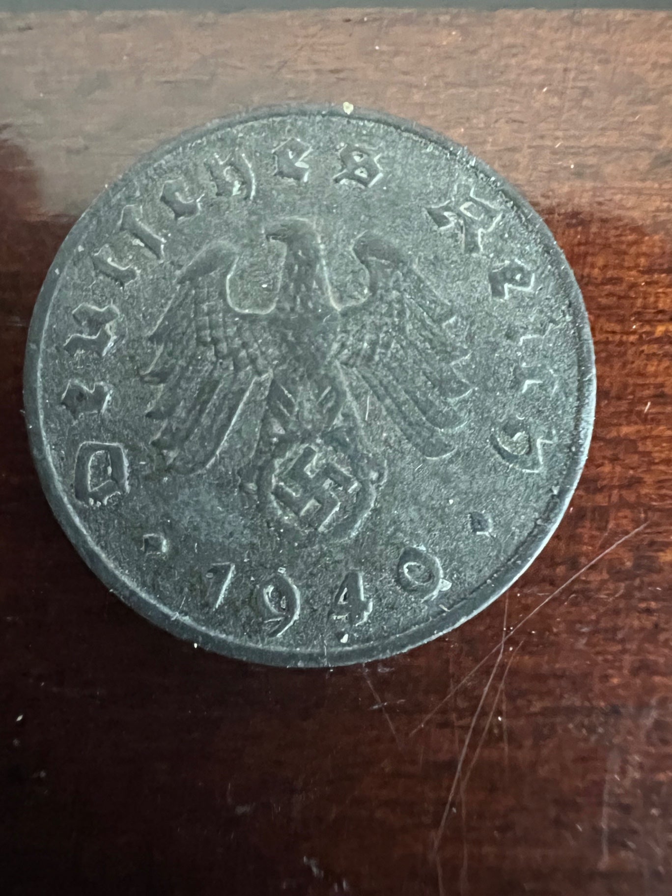 1940-E German 10 Reichspfennig Swastika Coin