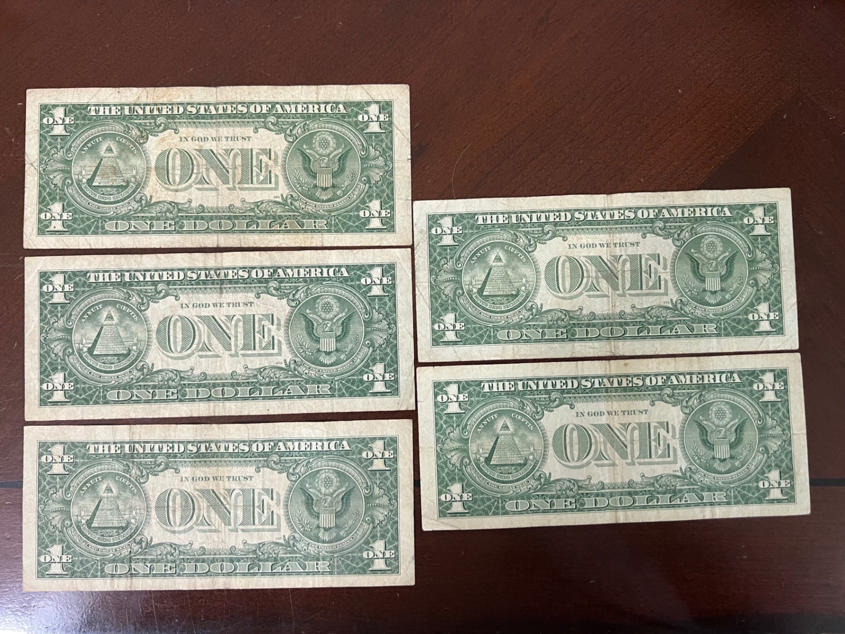 Lot of (5) 1957-A $1 Silver Certificates - Blue Seals - Smith/Dillon Signatures