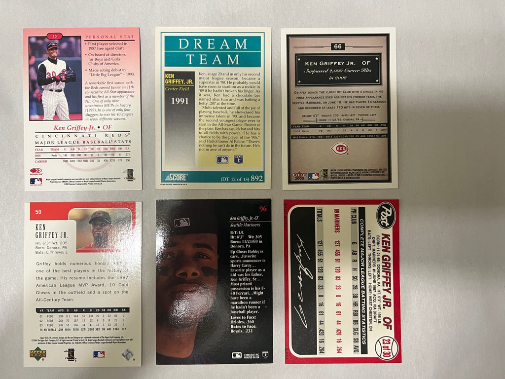 Ken Griffey Jr. 6-Card Lot - 1990-2004 - Score Dream Team, Post Cereal, Studio