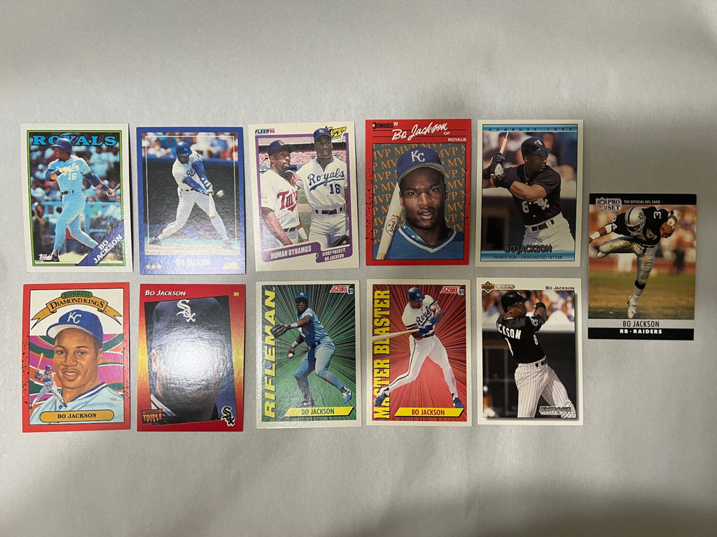 Bo Jackson 11-Card Legacy Lot - 1988-1992 - Topps #750, Pro Set, Diamond Kings