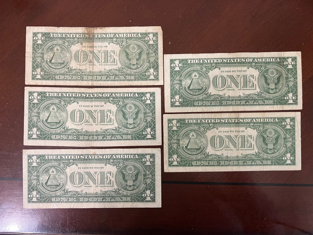 Lot of (5) 1957 $1 Silver Certificates - Blue Seals