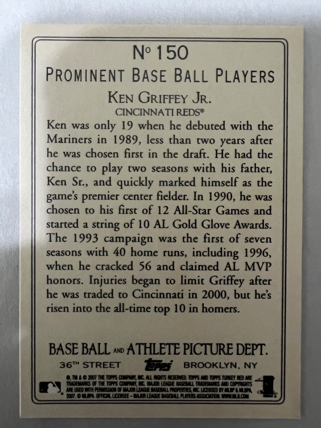 Ken Griffey Jr. 6-Card Lot - 1999-2013 - Allen & Ginter SP, USA Champions, Ovation