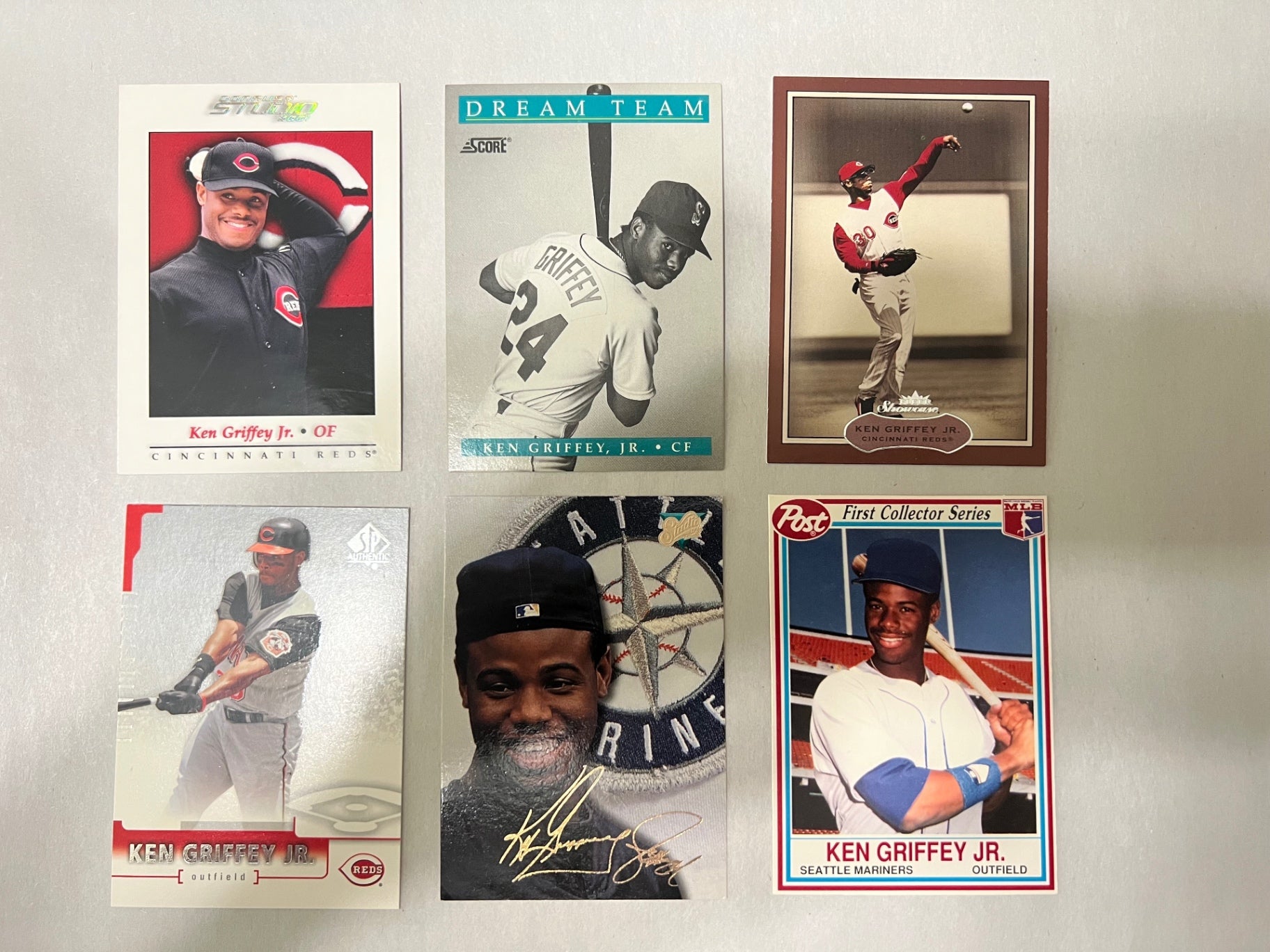 Ken Griffey Jr. 6-Card Lot - 1990-2004 - Score Dream Team, Post Cereal, Studio