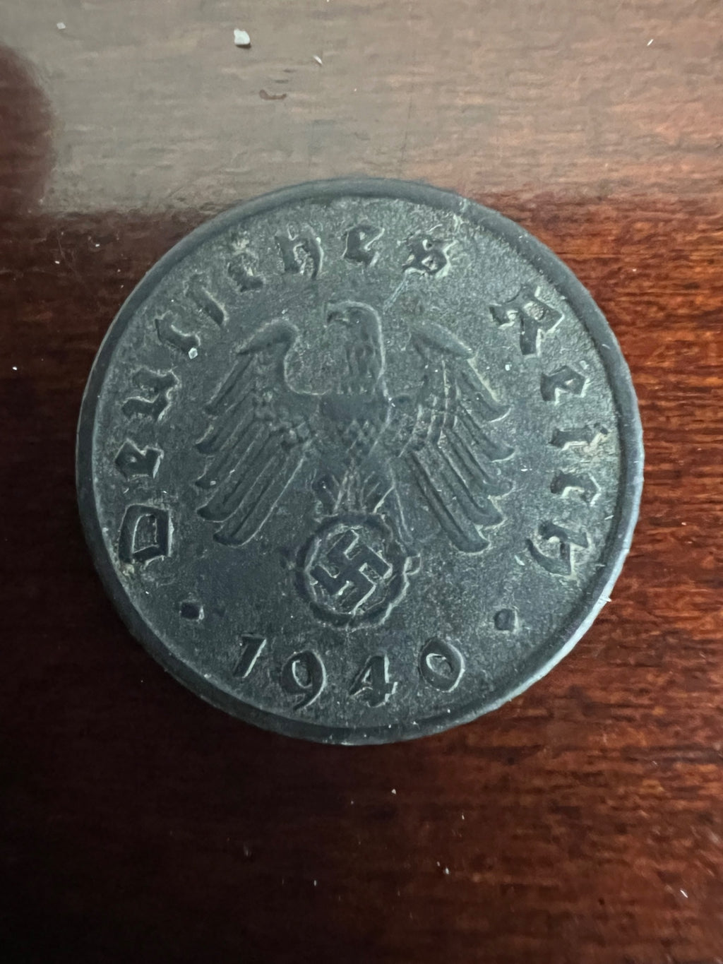 1940-F German 5 Reichspfennig Swastika Coin