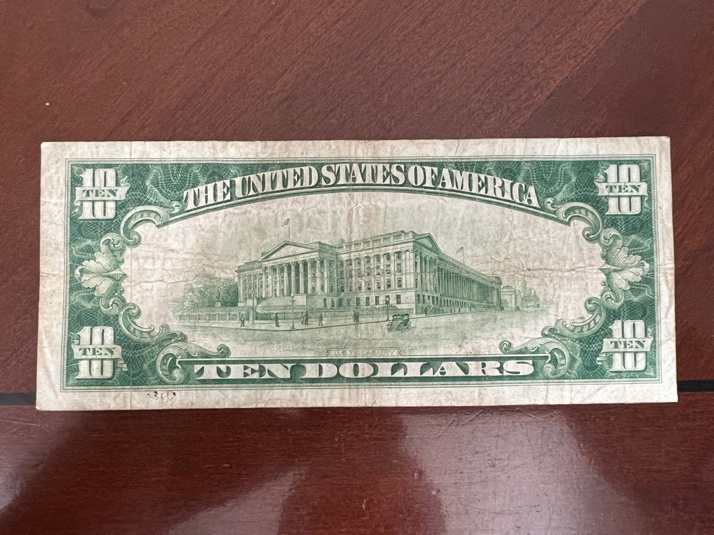 1928 $10 Gold Certificate Woods-Mellon Serial A33949477A
