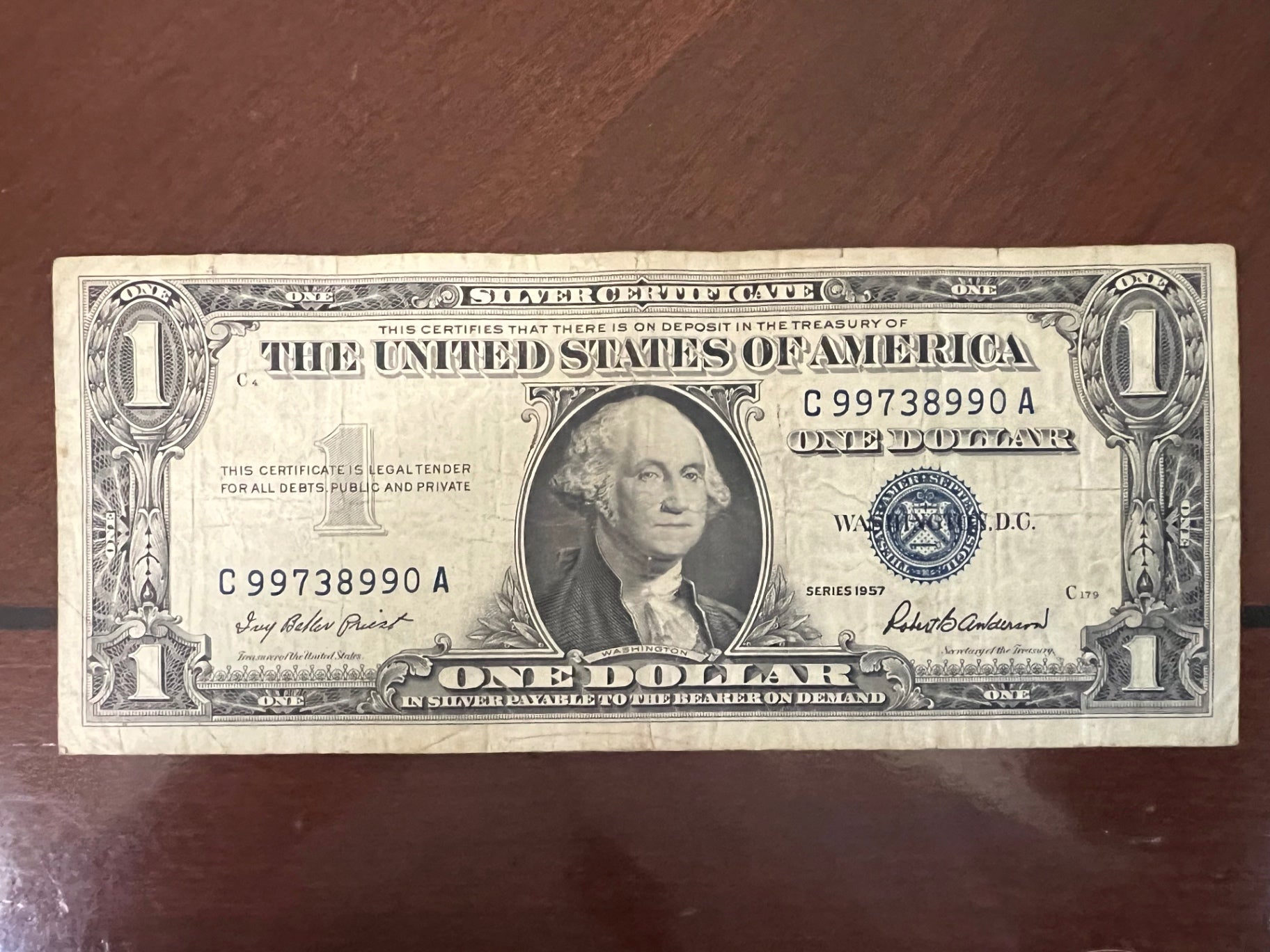 Lot of (5) $1 Silver Certificates - Mixed 1957, 1957A, 1957B - Blue Seals