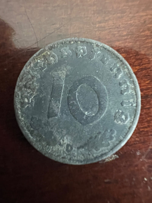 1941-D German 10 Reichspfennig Swastika Coin