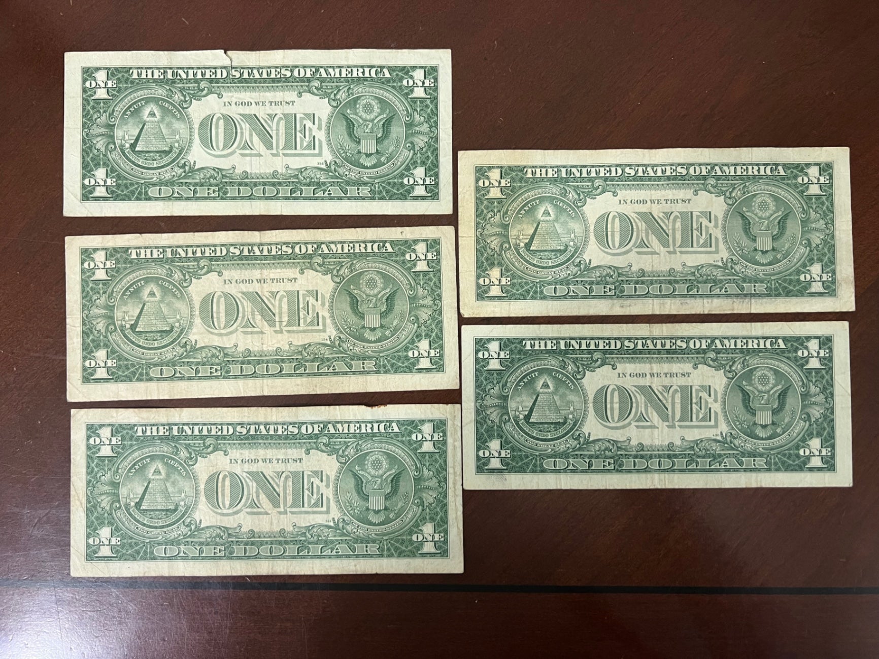 Lot of (5) $1 Silver Certificates - Mixed 1957, 1957A, 1957B - Blue Seals