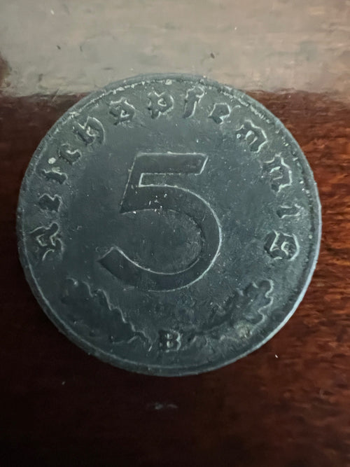 1940-B German 5 Reichspfennig Swastika Coin