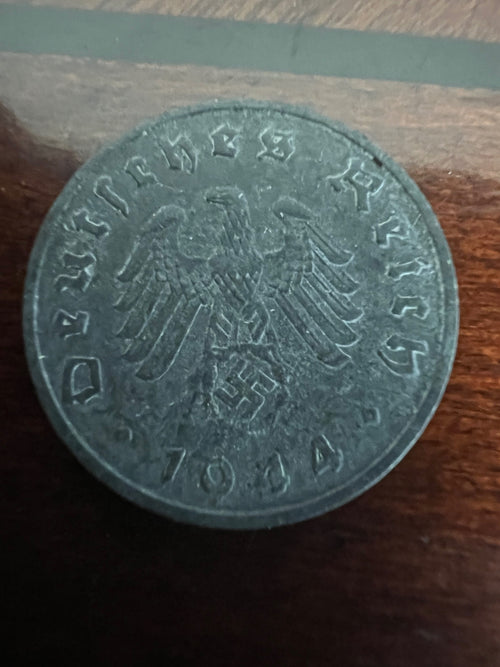 1944-F German 10 Reichspfennig Swastika Coin