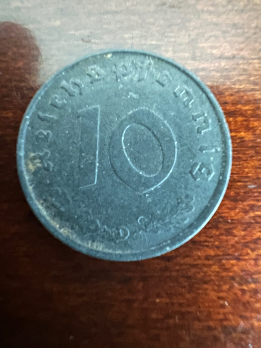 1941-D German 10 Reichspfennig Swastika Coin