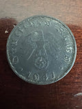 1941-D German 10 Reichspfennig Swastika Coin