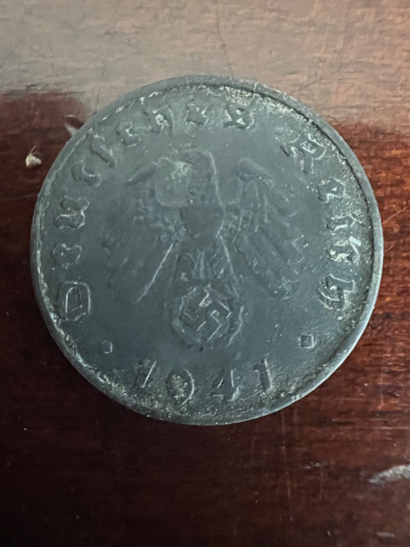 1941-D German 10 Reichspfennig Swastika Coin