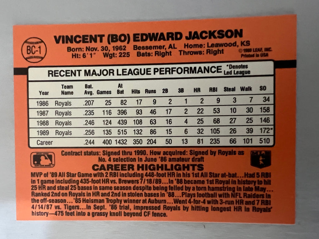Bo Jackson 11-Card Legacy Lot - 1988-1992 - Topps #750, Pro Set, Diamond Kings