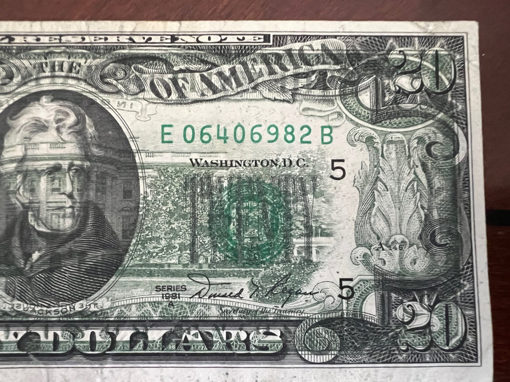 1981 $20 Bill Significant Offset Error