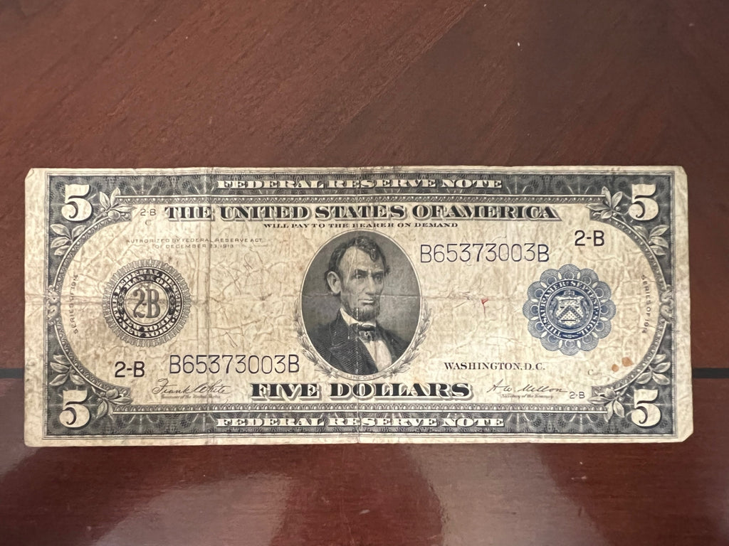 1914 $5 Blue Seal FRN Horse Blanket B65373003B
