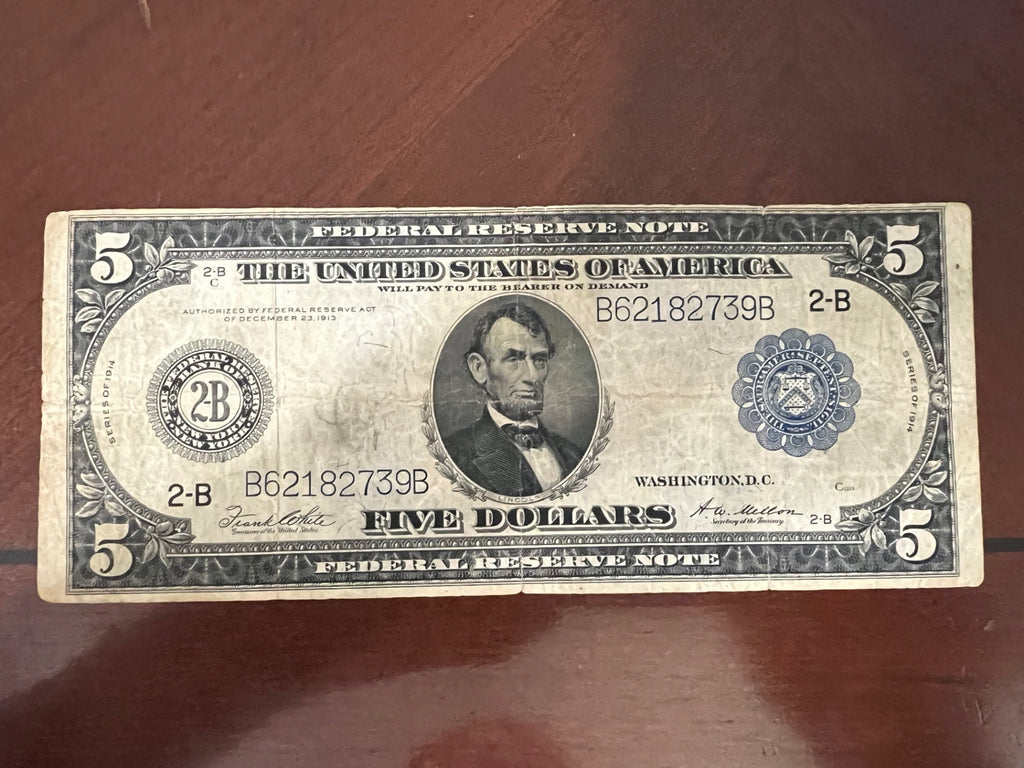 1914 $5 New York Large Size Reserve Note Horse Blanket