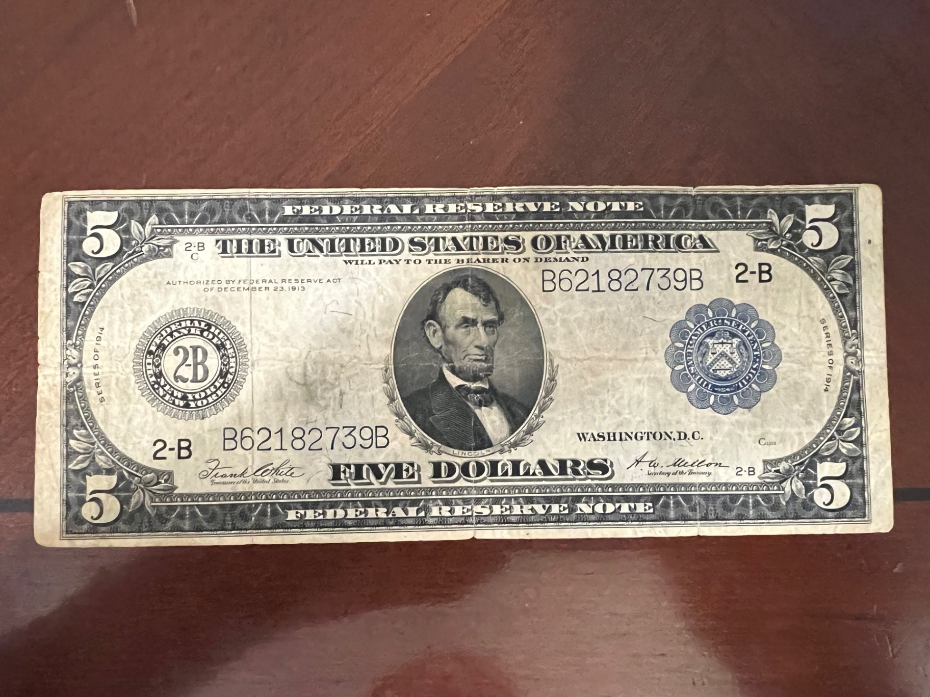 1914 $5 New York Large Size Reserve Note Horse Blanket