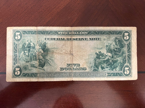 1914 $5 New York Large Size Reserve Note Horse Blanket