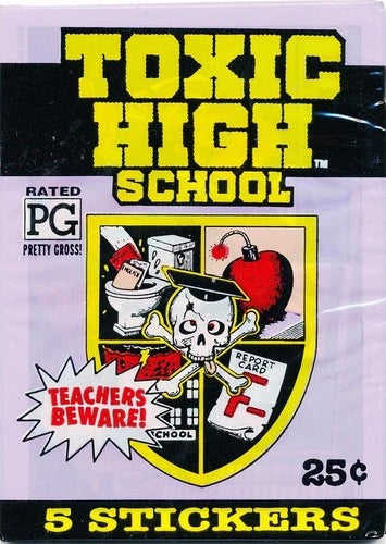 1991 Topps Toxic High School Stickers School Shield Wrapper Pack 1 Pack