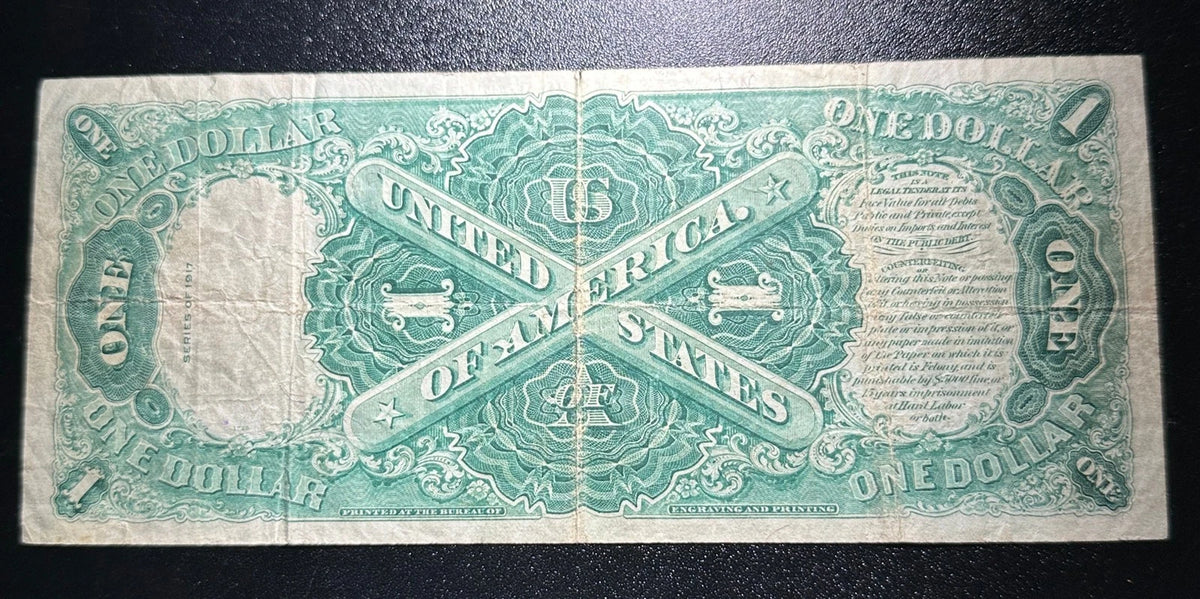 1917 $1 Legal Tender Note Red Seal Large Size Sawhorse George Washington