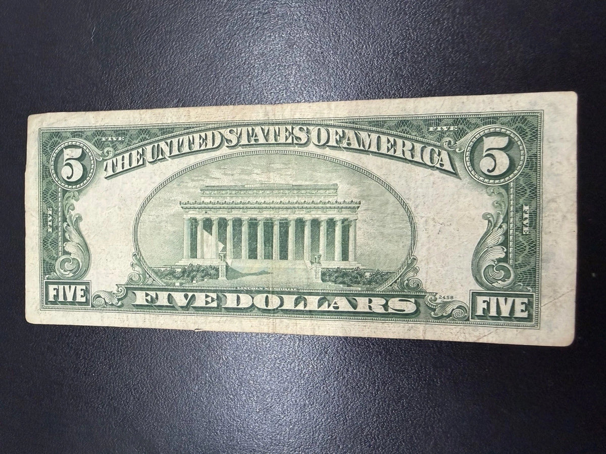 1950C $5 Federal Reserve Note Cleveland D Green Seal Fr. 1963-D Vintage Bill