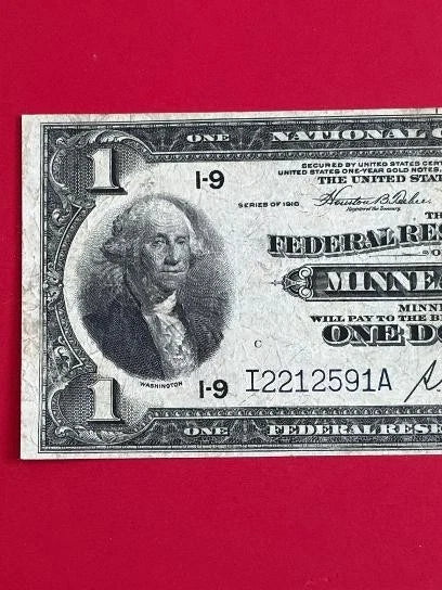 1918 $1 Large Size Federal Reserve Bank Note Minneapolis Fr. 734 Green Eagle
