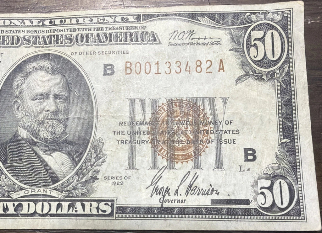 1929 $50 Federal Reserve Bank Note New York Brown Seal Fr. 1880-B