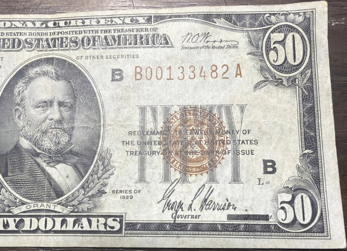 1929 $50 Federal Reserve Bank Note New York Brown Seal Fr. 1880-B