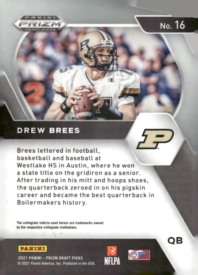2021 Panini Prizm Draft Picks Collegiate #16 Drew Brees