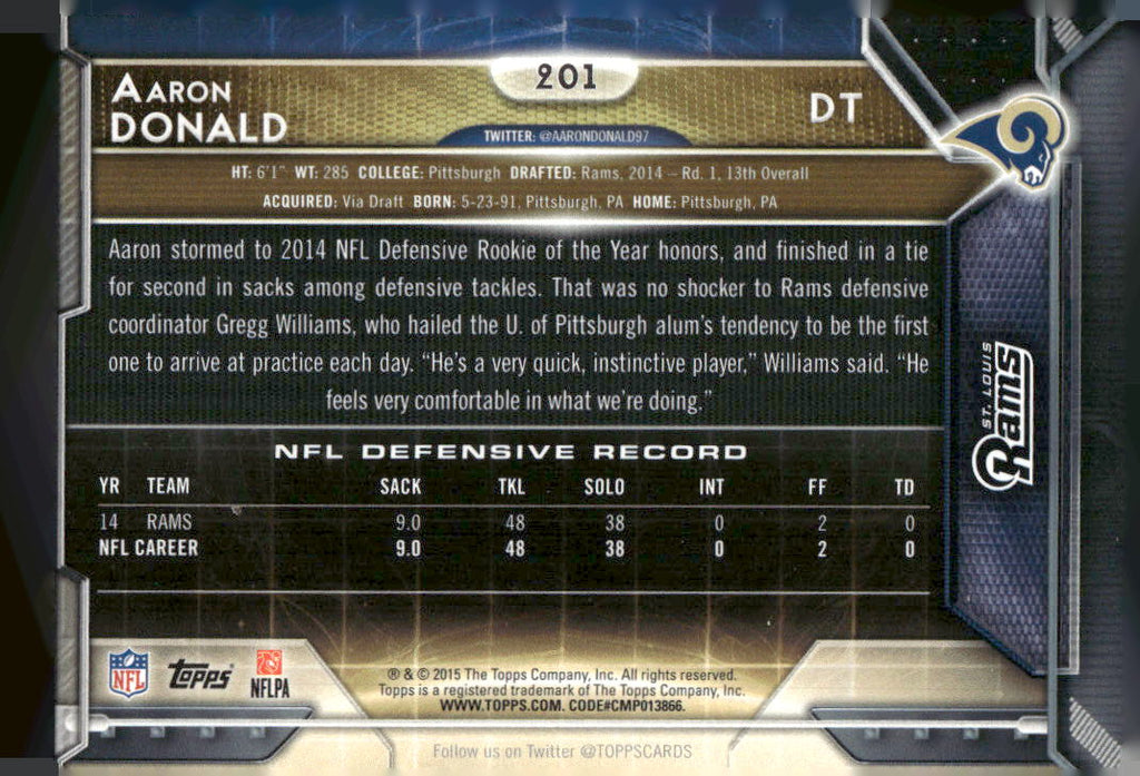 2015 Topps #201 Aaron Donald 60th Anniversary