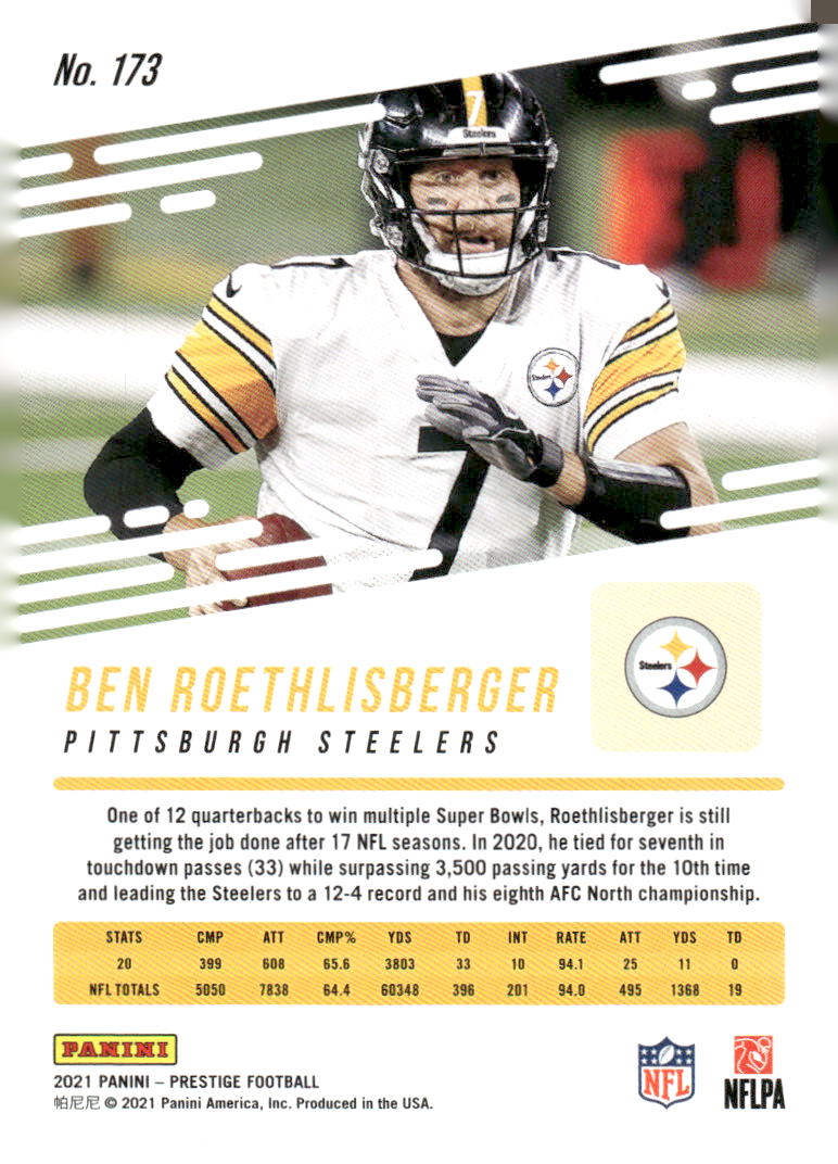 2021 Panini Prestige #173 Ben Roethlisberger