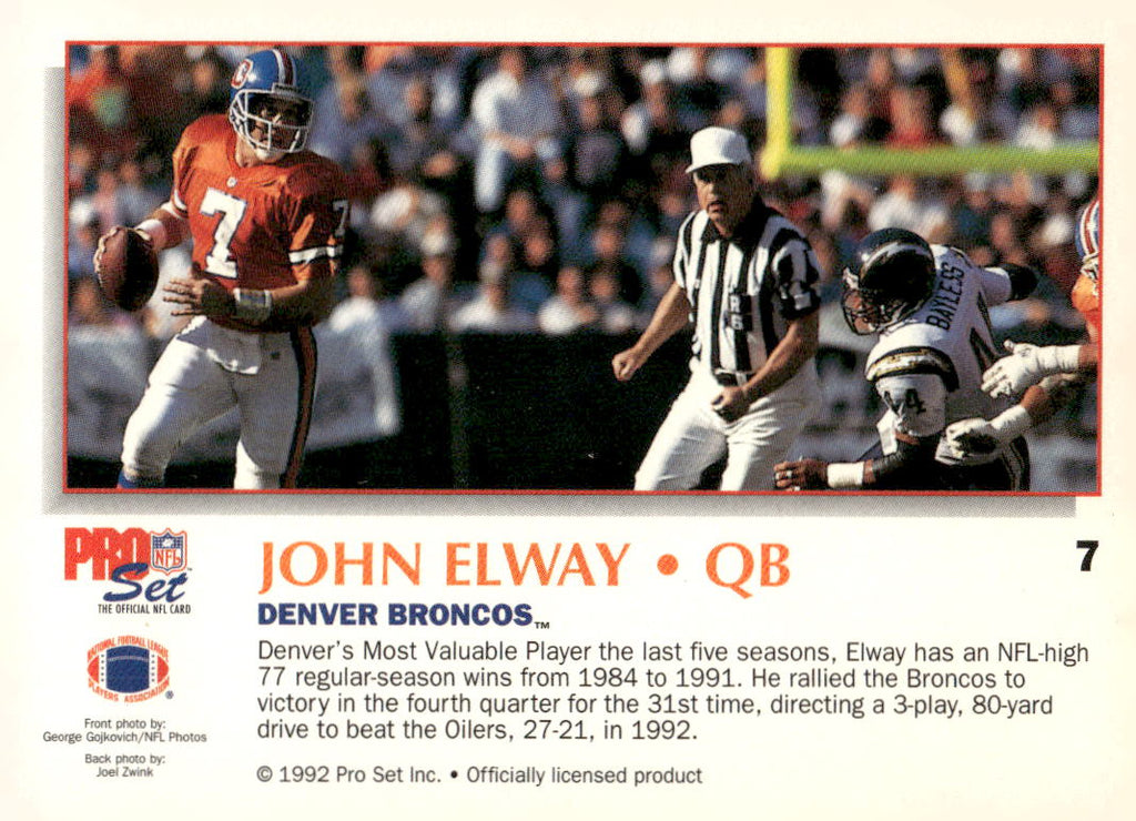 1992 Pro Set Power #7 John Elway