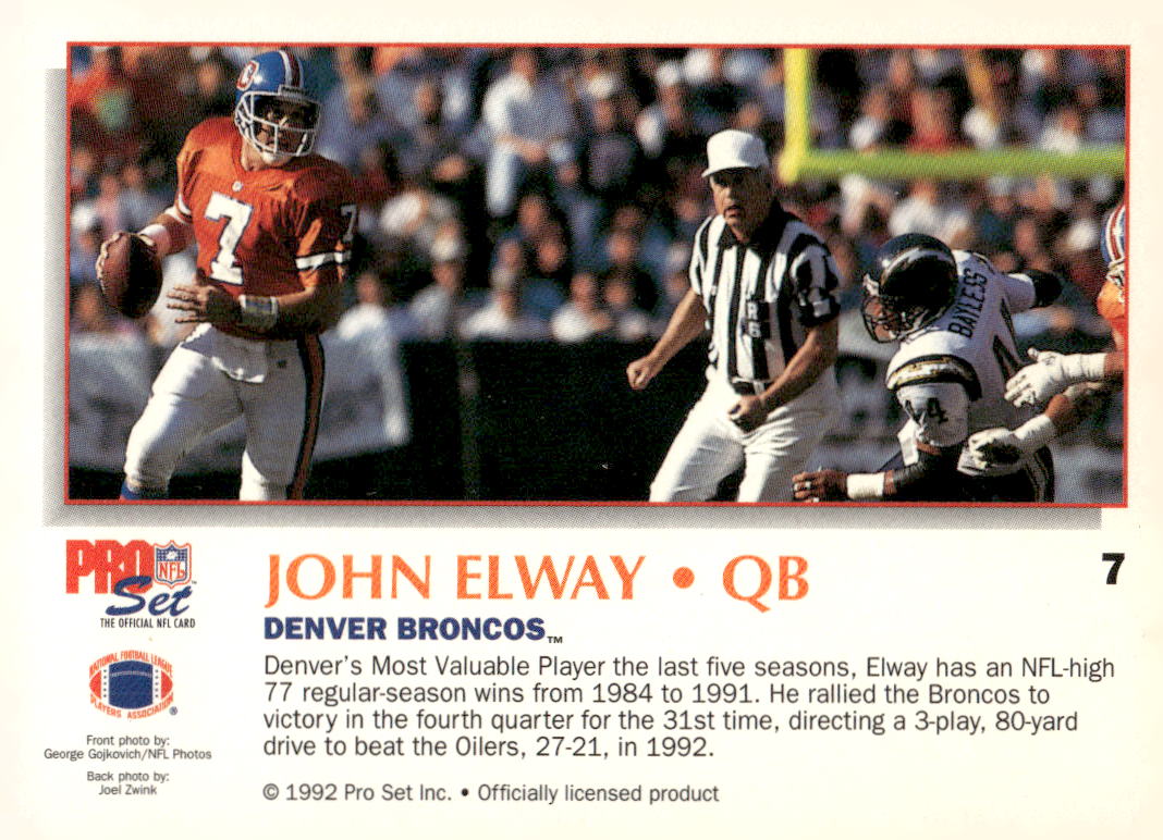 1992 Pro Set Power #7 John Elway